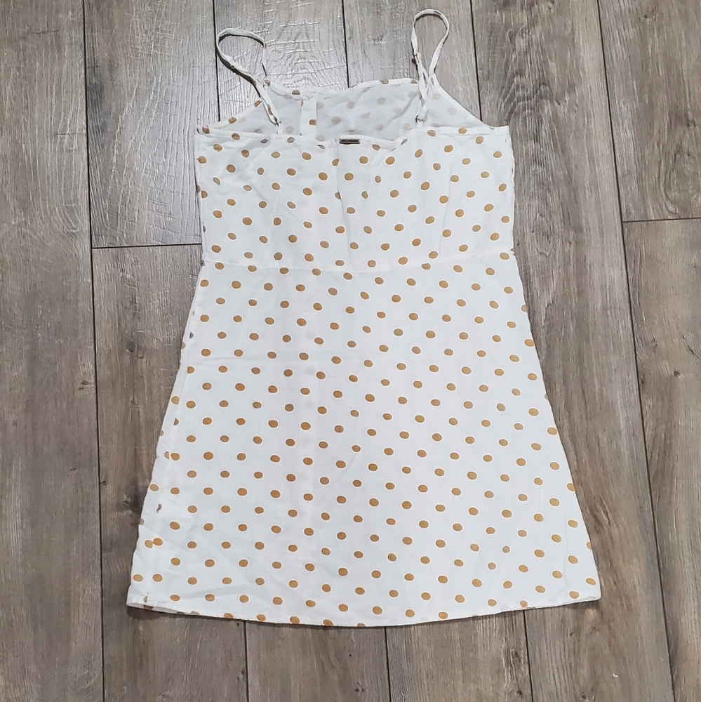 Billabong White & Yellow Polka Dot Button Fine Sleeveless Dress-Juniors - Picture 5 of 7